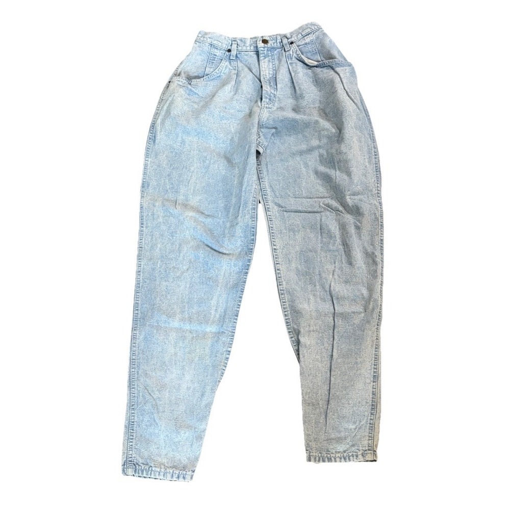 Vintage 80s Lee High Waisted Mom Jeans 12 (26x30) Acid Wash Pleated Tapered USA